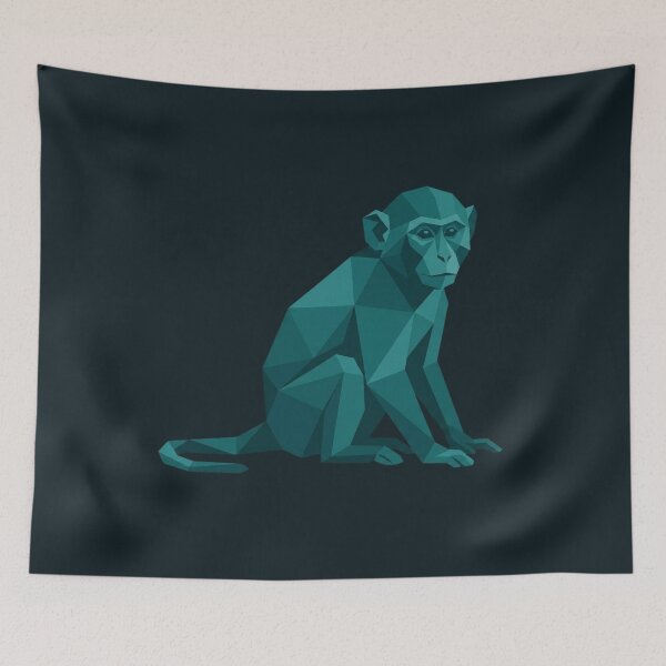 Item preview, Turquoise Monkey Sticker – Minimalist Low Poly Design for Tech Decoration designed and sold by bsbd-action.