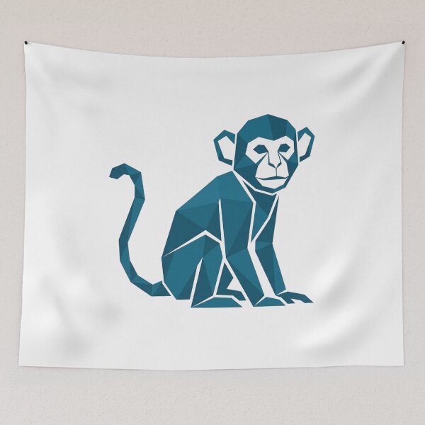 Item preview, Blue Monkey Sticker – Geometric Pop Art Illustration for Laptop designed and sold by bsbd-action.