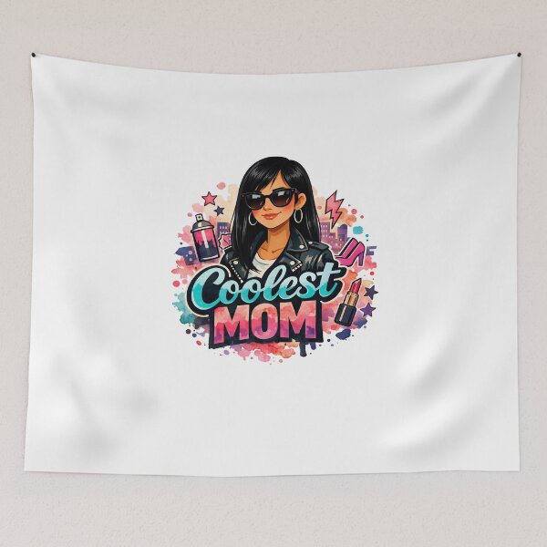 Item preview,  Coolest Mom Ever Graffiti Art Fashion Black long hair Asian mom funky Mother designed and sold by VISO-art.