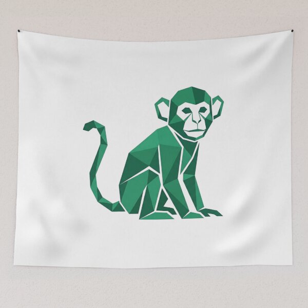 Item preview, Emerald Green Monkey Sticker – Low Poly Style for Jungle Lovers designed and sold by bsbd-action.