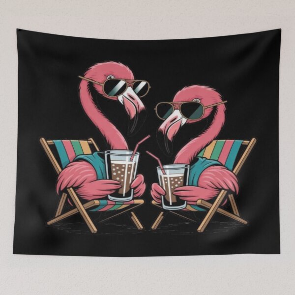 Item preview, Cool Flamingos Drinking on Beach Chairs designed and sold by DailySparks.