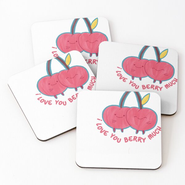 Item preview, Cute Kawaii Cherry I Love You Berry Much Pun Art designed and sold by meri3465.