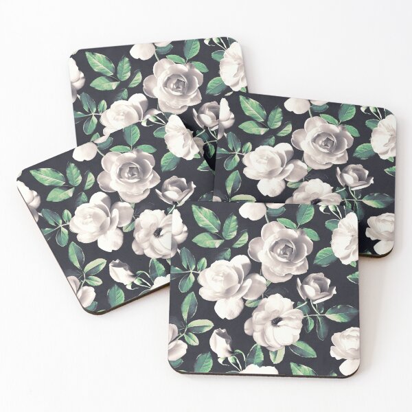 Item preview, Old Fashioned White Roses with Hunter Green Leaves designed and sold by micklyn.