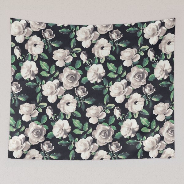 Item preview, Old Fashioned White Roses with Hunter Green Leaves designed and sold by micklyn.
