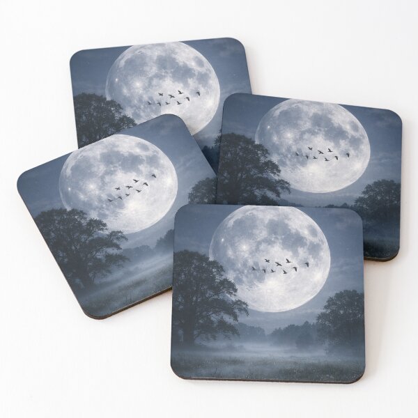 Item preview, Giant Moon Over Serene Misty Night Meadow Scene designed and sold by rajasekhark.