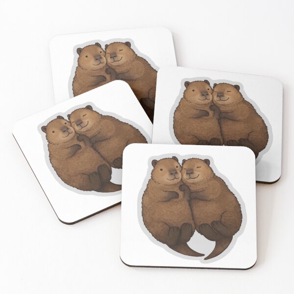 Item preview, Cute Cuddling Capybara Sticker designed and sold by MiteiArt.