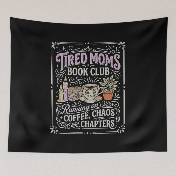 Item preview, Tired Moms Book Club Coffee Chaos Chapters Candle Books Cup designed and sold by graphixpolash.