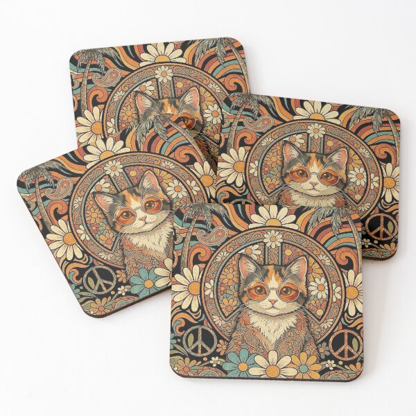 Item preview, Hippie Cat 60s Love Peace designed and sold by MasterShong.