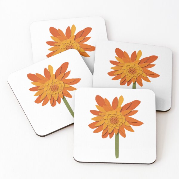 Item preview, Dahlia, Orange Flower, Paper Cut Collage designed and sold by SWSandraWechner.