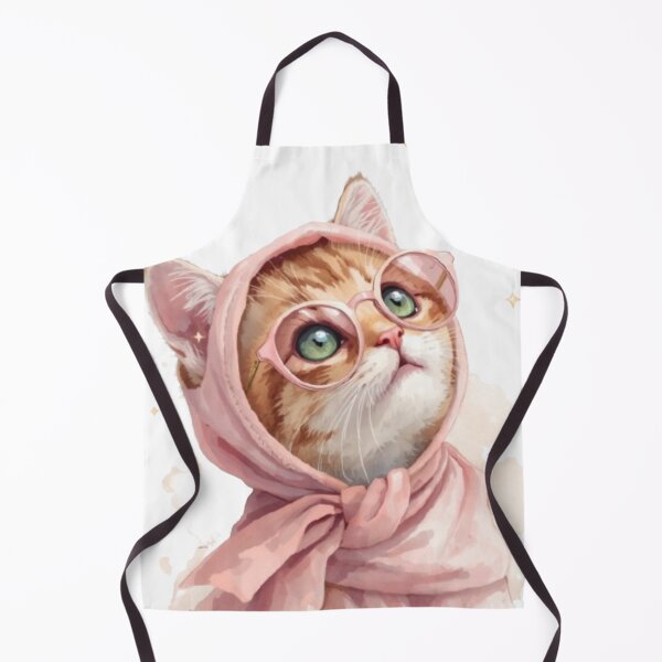 Item preview, Cozy Pink Babushka Cat with Round Glasses - Aesthetic Watercolor Kitten Sticker designed and sold by Timastorart.