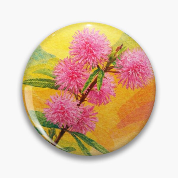 Item preview, Mimosa, Pink Powder-Puff flower, Papercut Collage Childrens Book Illustration, designed and sold by SWSandraWechner.
