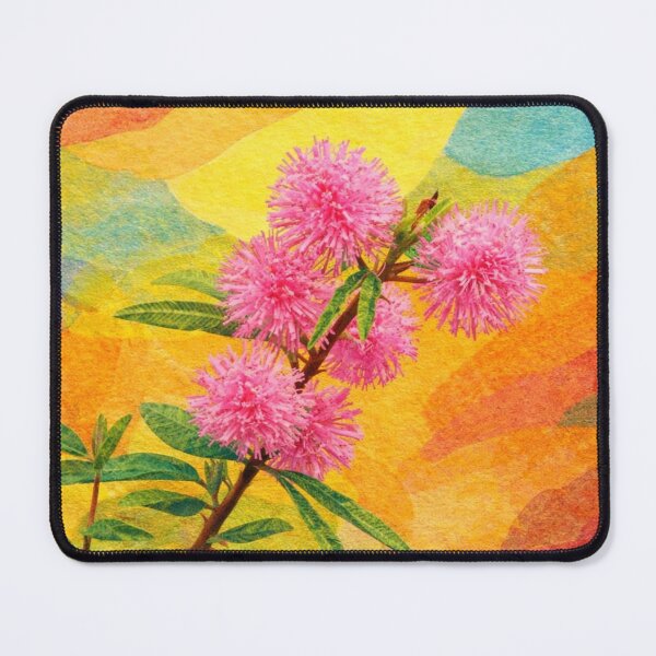 Item preview, Mimosa, Pink Powder-Puff flower, Papercut Collage Childrens Book Illustration, designed and sold by SWSandraWechner.