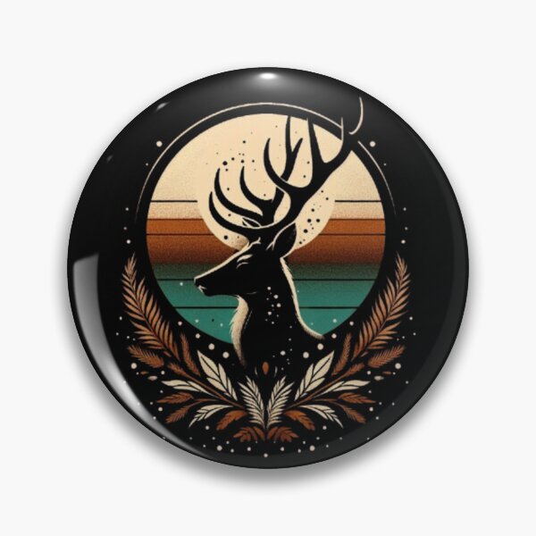 Item preview, Sunset Deer – Vintage Wildlife Emblem designed and sold by Dogandesighn.