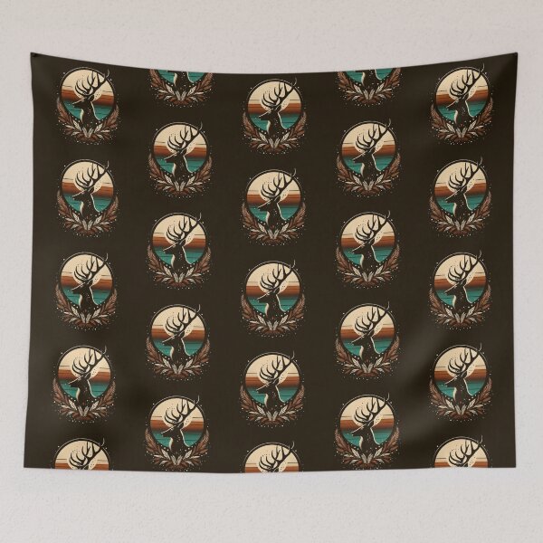 Item preview, Sunset Deer – Vintage Wildlife Emblem designed and sold by Dogandesighn.