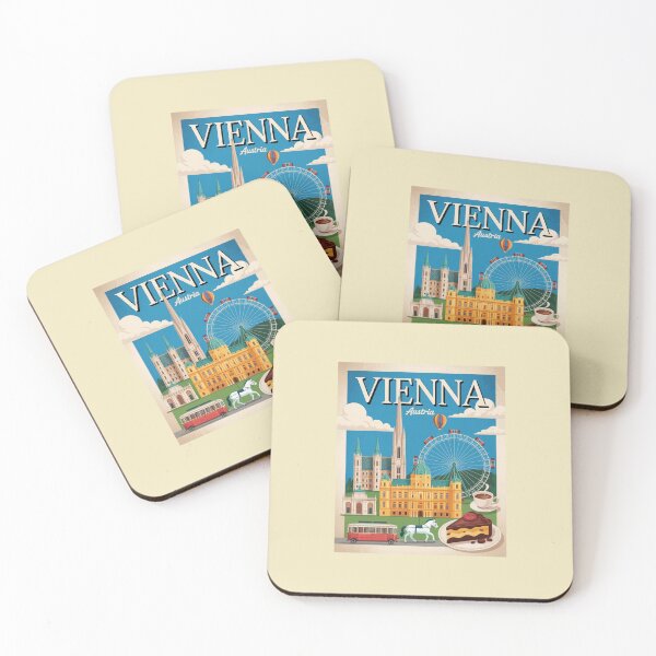 Item preview, Vienna Austria Travel Poster – Colorful City Illustration | Vienna Landmark Art & European Travel Gift designed and sold by Timeless Design.