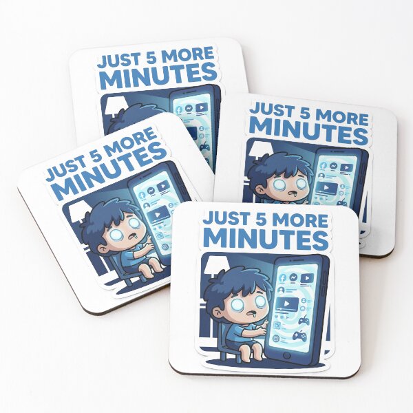 Item preview, Just 5 More Minutes Phone Sticker | Funny Sarcastic  Screen Addiction Relatable Humor Sticker designed and sold by ChaosAndChill.