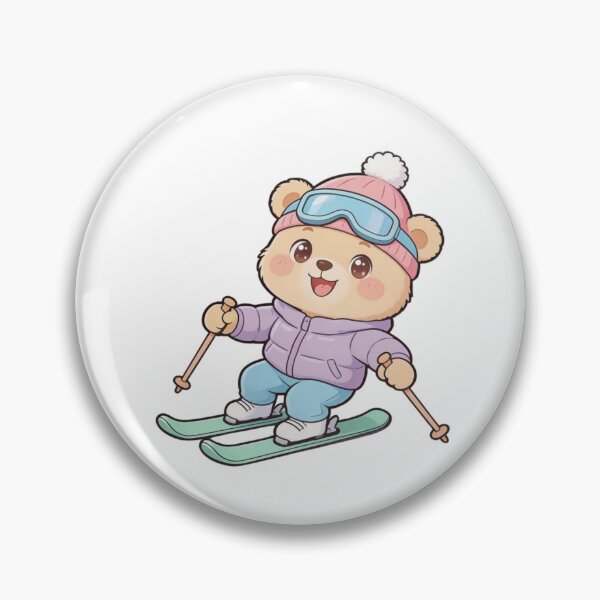 Item preview, Cute Bear Skiing Sticker| Kawaii Winter Sports Cartoon Bear designed and sold by carestazafeli.