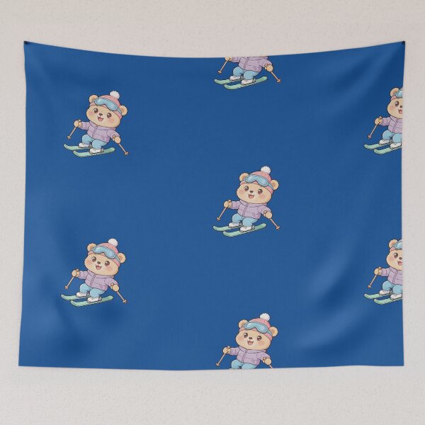 Item preview, Cute Bear Skiing Sticker| Kawaii Winter Sports Cartoon Bear designed and sold by carestazafeli.