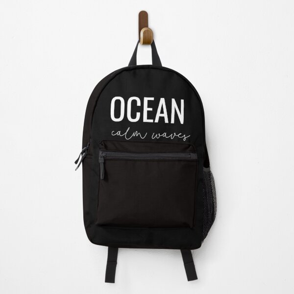 Item preview, Ocean Calm Waves Minimal White Typography Travel Design on Black Background designed and sold by onubi.