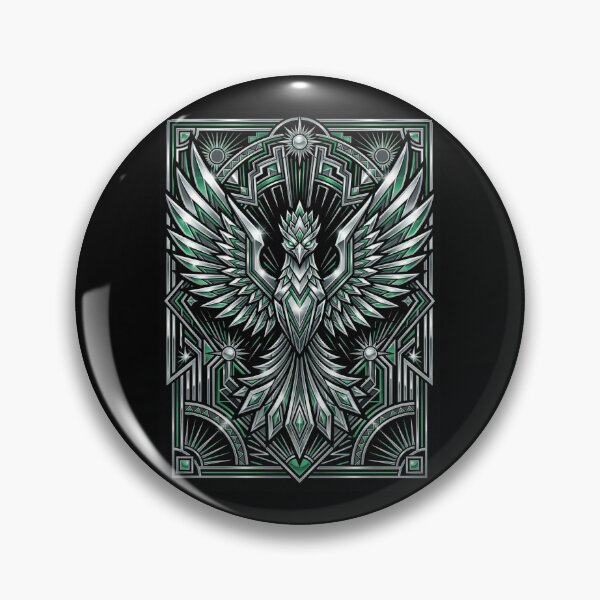 Item preview, Neo Deco Chrome Phoenix – Futuristic Art Deco Metallic Design designed and sold by KAYJAY DESIGNS.