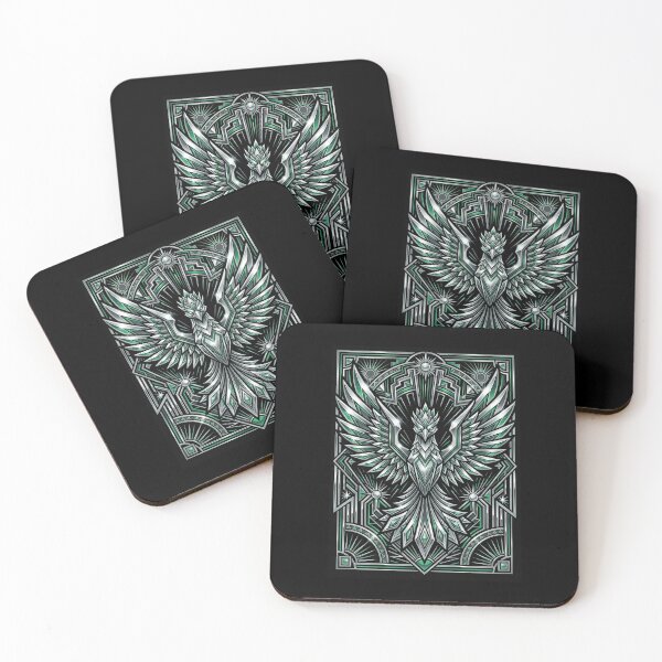 Item preview, Neo Deco Chrome Phoenix – Futuristic Art Deco Metallic Design designed and sold by KAYJAY DESIGNS.