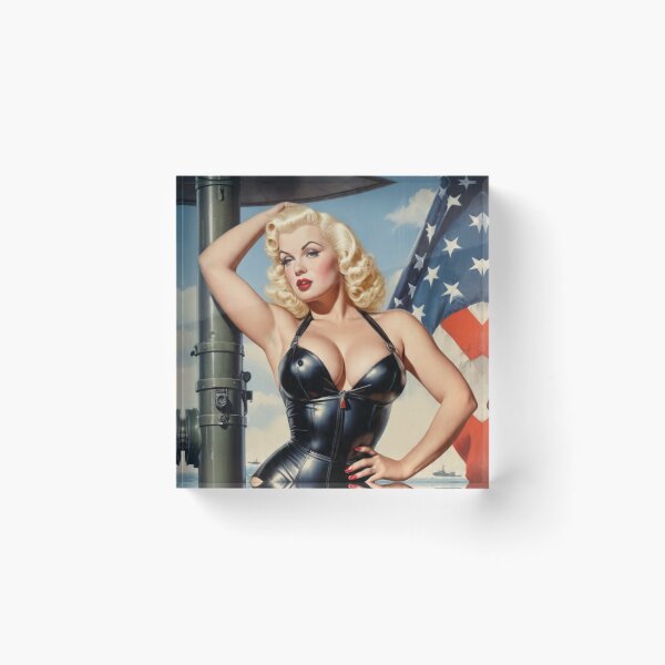 Item preview, Vintage American Pin-Up Girl on Navy Battleship - Classic 1950s Retro Art designed and sold by MissSaylor.