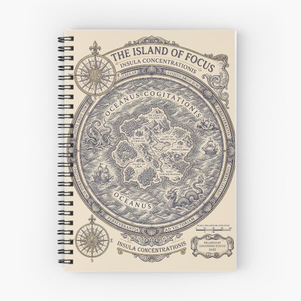 Item preview, The Island of Focus – Vintage Cartography Mindset Map Design designed and sold by KAYJAY DESIGNS.