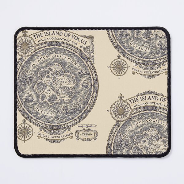 Item preview, The Island of Focus – Vintage Cartography Mindset Map Design designed and sold by KAYJAY DESIGNS.