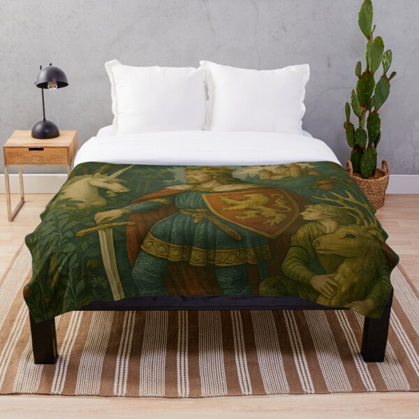 Item preview, Medieval King Unicorn and Deer Illustration designed and sold by PandaTShirtShop.