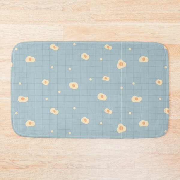 Item preview, Fried Egg Seamless Pattern — Cute Sunny Side Up on Dusty Blue Grid designed and sold by Zaya_art.