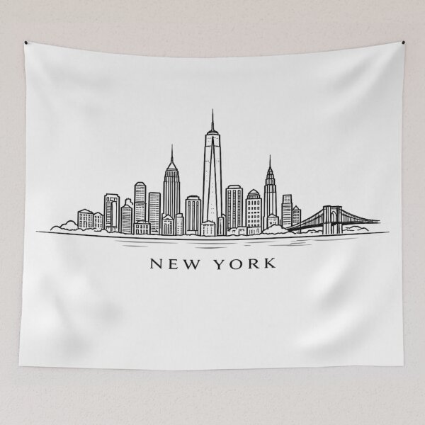 Item preview, New York Line Art | NYC Skyline Outline | One World Trade Center Brooklyn Bridge Minimalist Illustration designed and sold by CLOUTKULT.