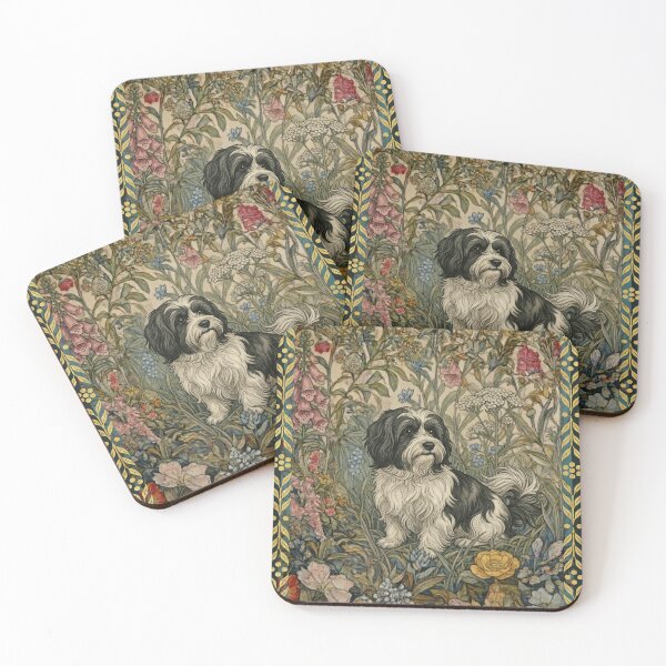 Item preview, Havanese Dog William Morris Floral Cottagecore Art designed and sold by AntiqueImages.