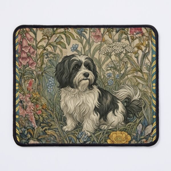 Item preview, Havanese Dog William Morris Floral Cottagecore Art designed and sold by AntiqueImages.