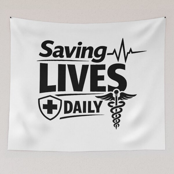 Item preview, Saving Lives Daily - Minimalist Healthcare Typography White Text designed and sold by ModdiesColors.