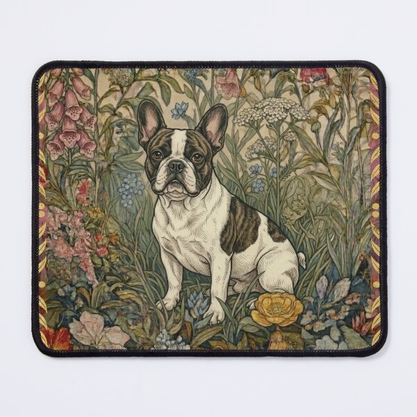 Item preview, French Bulldog Pied Brindle Vintage Floral Frenchie designed and sold by AntiqueImages.