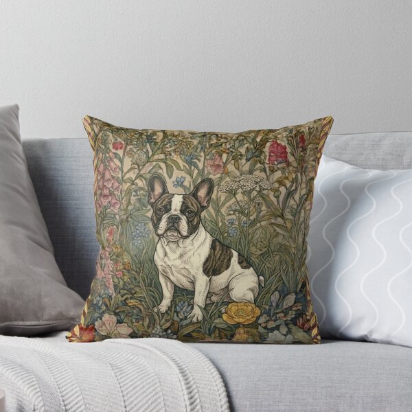Item preview, French Bulldog Pied Brindle Vintage Floral Frenchie designed and sold by AntiqueImages.