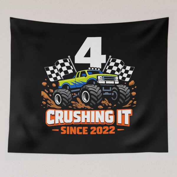 Item preview, Kids 4th Birthday Monster Truck 4 Year Old Boys Born in 2022 designed and sold by clothesy7.