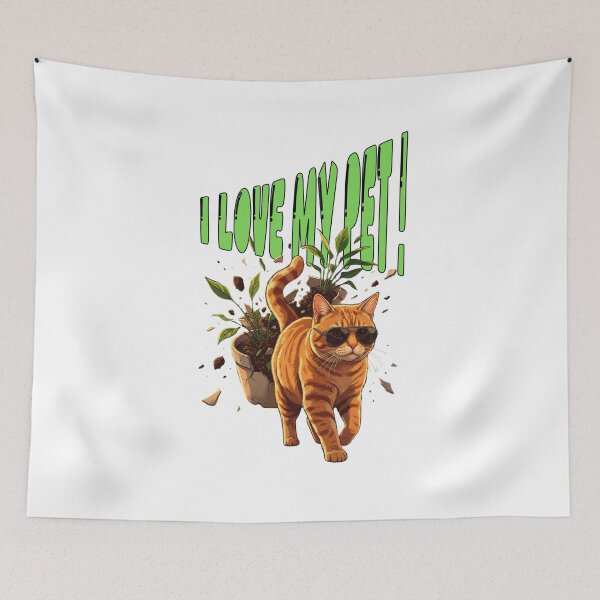 Item preview, Action Movie Cat: "I Love My Pet" Exploding Plant Meme designed and sold by Ls-mado.