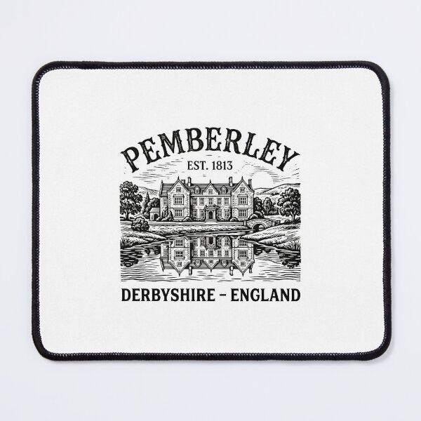 Item preview, Pemberley Est 1813 Derbyshire England Pride and Prejudice Vintage Etching designed and sold by Fenay Designs.