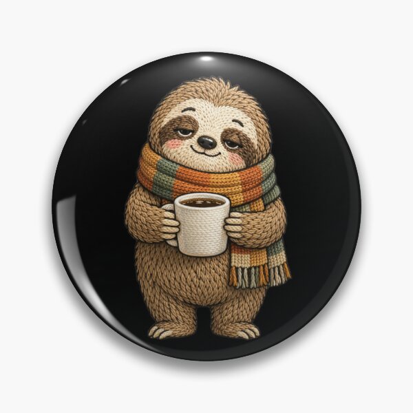 Item preview, Coffee Sloth Cozy Morning Aesthetic | Cute Kawaii Animal Embroidery Style designed and sold by ColorSplash123.