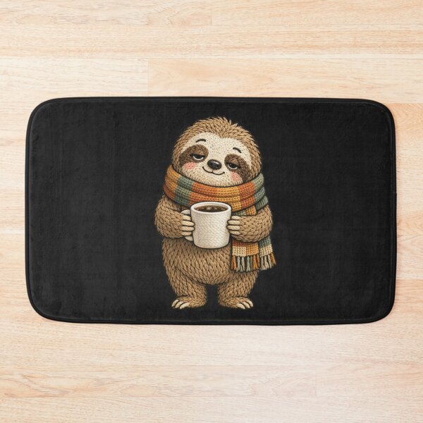 Item preview, Coffee Sloth Cozy Morning Aesthetic | Cute Kawaii Animal Embroidery Style designed and sold by ColorSplash123.
