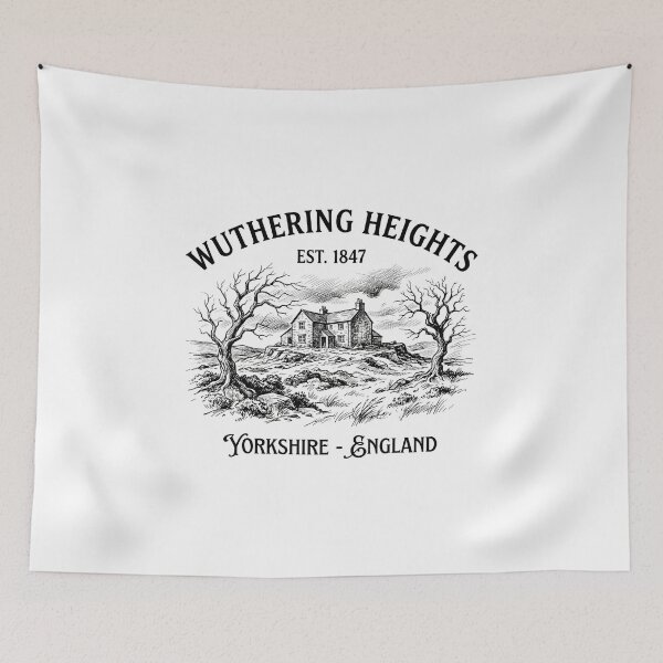 Item preview, Wuthering Heights Est 1847 Yorkshire England Gothic Manor Etching designed and sold by Fenay Designs.