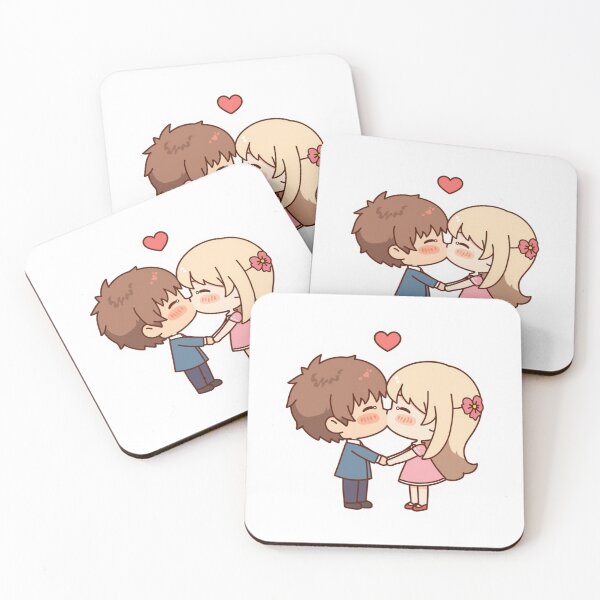 Item preview, Cute Manga Couple Kissing - Kawaii Love Sticker designed and sold by FluffiPopo.