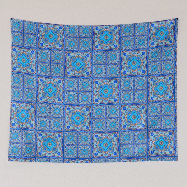 Item preview, Oriental Retro Tile Pattern in Blue‑Beige designed and sold by anamariafischer.