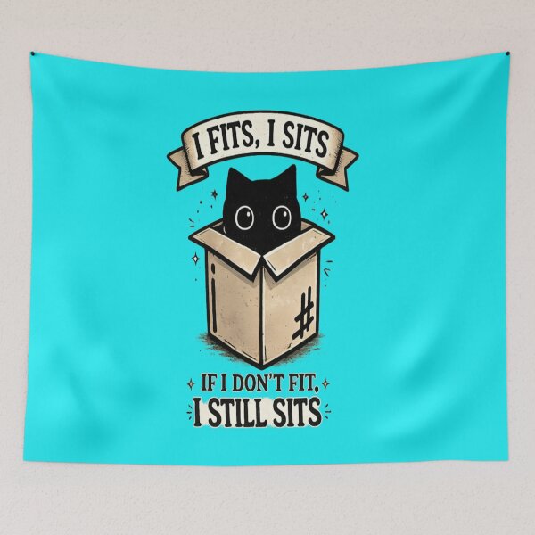 Item preview, Funny Cat In Box – If I Fits I Sits Meme Cute Black Cat Design designed and sold by CatLovers Studio.