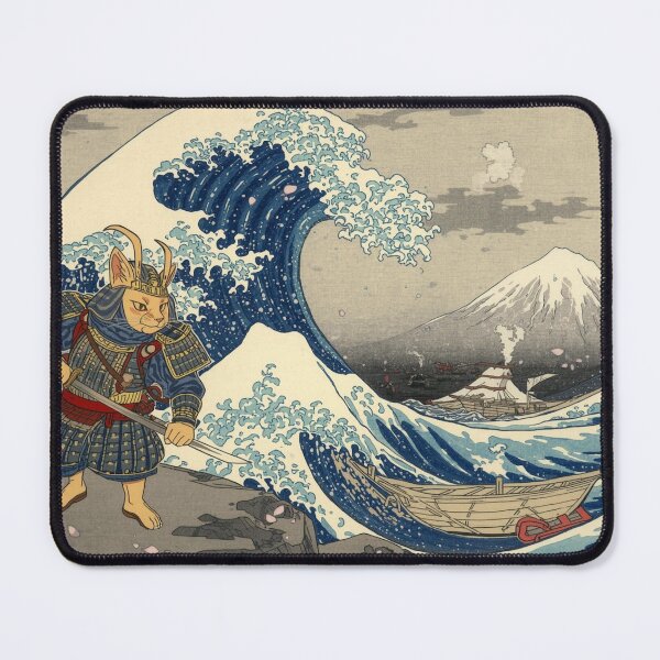 Item preview, Samurai Cat vs The Great Wave Ukiyo-e Japanese Woodblock Print - Epic Warrior Cat Facing Giant Ocean Wave Hokusai Style Art designed and sold by Vandy Fullam.