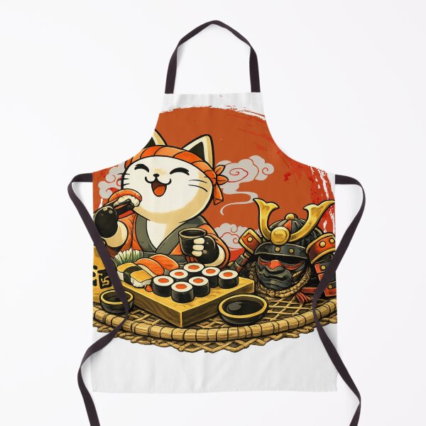 Item preview, Japanese Samurai Sushi Chef Cat designed and sold by Ora-kuro.