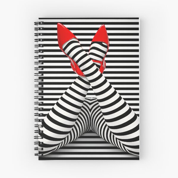 Item preview, Optical Illusion Legs in Red Heels | Black and White Striped Pop Art Print designed and sold by Kaleidoscope Print.