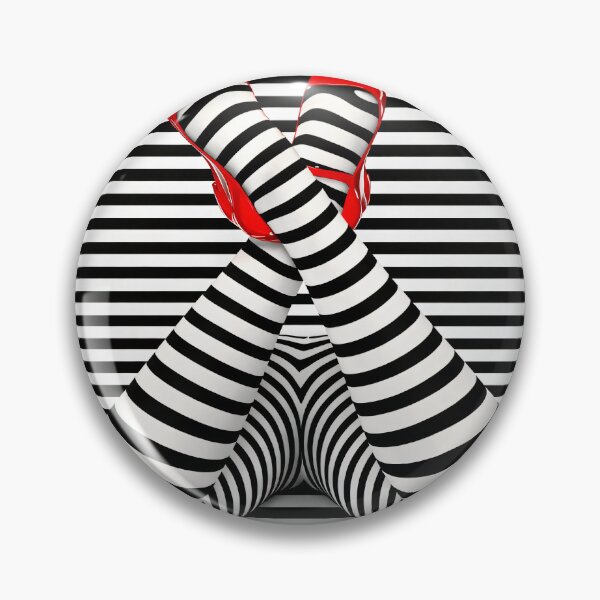 Item preview, Optical Illusion Legs in Red Heels | Black and White Striped Pop Art Print designed and sold by Kaleidoscope Print.