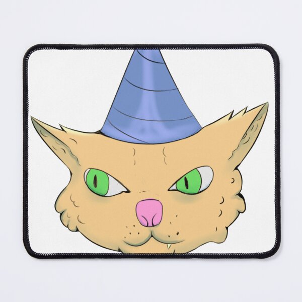 Item preview, Grumpy Yellow Cartoon Cat Wearing Blue Party Hat designed and sold by Goiabada_De_Banana.